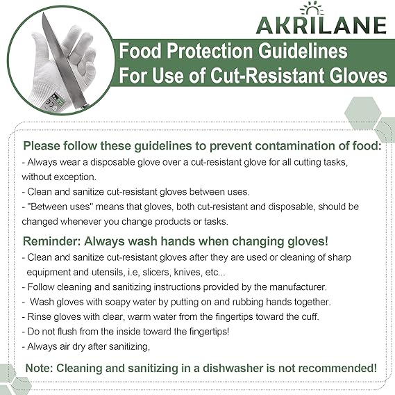 AKRILANE Premium Cut Resistant Gloves | 100% Food Grade, Level 5 Protection, Ambidextrous, Lightweight | 1 Pair - 2 Gloves