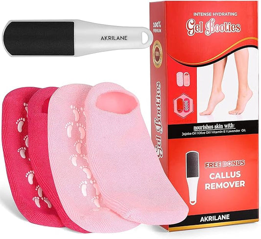 AKRILANE Moisturizing Socks for Women, Spa Gel Socks for Dry Cracked Feet, Softening Rough Feet Gel Lined Infused Lotion Spa Socks