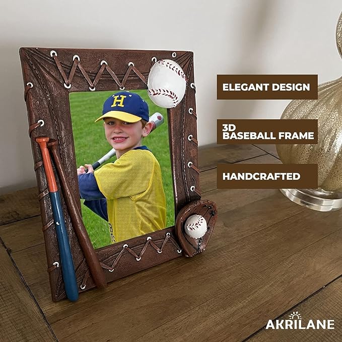 AKRILANE 4x6 Baseball Picture Frame 3D Resin Picture Frame Handmade Coach Gift For Dad, Mom, Mama, Aunt, Sisters, Men, Women, Athletes, Coaches, Team – 4 x 6 Photo Frame
