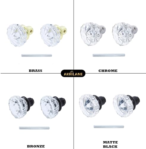 Mortise Glass Door Knobs Antique Crystal Vintage Style Knob Set with Spindle Antique Doorknobs for Interior Doors – Brass