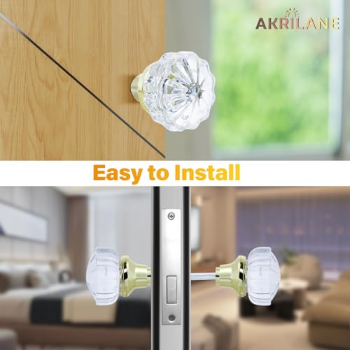 Mortise Glass Door Knobs Antique Crystal Vintage Style Knob Set with Spindle Antique Doorknobs for Interior Doors – Brass - Akrilane
