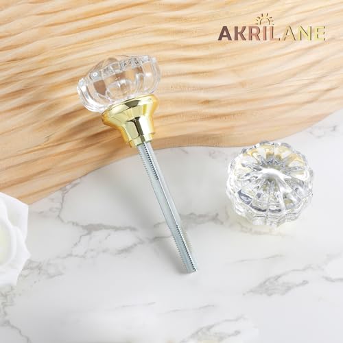 Mortise Glass Door Knobs Antique Crystal Vintage Style Knob Set with Spindle Antique Doorknobs for Interior Doors – Brass - Akrilane