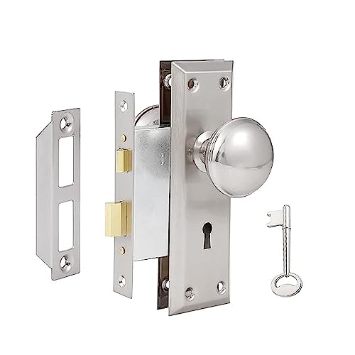 AKRILANE Mortise Lock Set Interior Door Antique & Vintage Style Knob with Keys