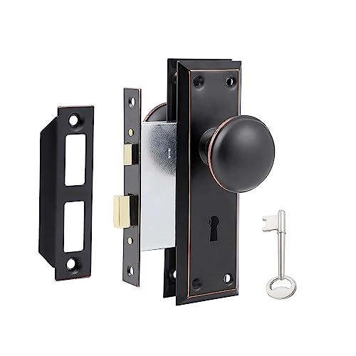 AKRILANE Mortise Lock Set Interior Door Antique & Vintage Style Knob with Keys