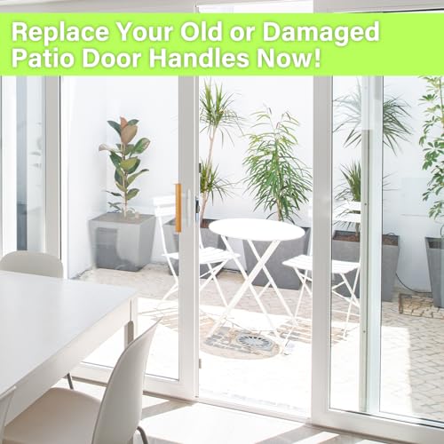AKRILANE Patio Sliding Glass Door Handle Set | Non - Keyed Mortise Lock with 45° Keyway | 3 - 15/16" Hole Spacing with Non - keyed Oak Wood Inside Handles and Zinc Diecast Outside Pull - Akrilane