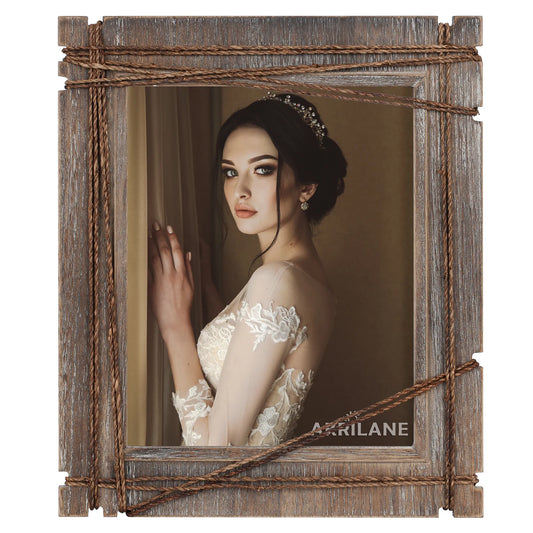 Rustic Wood Picture Frame | Distressed Vintage Frame for Wall & Table | Wedding Photo Frames - Style C - Akrilane
