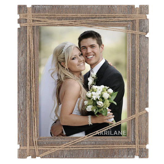 Wooden Picture Stylish Frame - Vintage and Rusty Look Style Photo Frame for Wall Mount & Wall Handing - Table Top Stand Display for Home Décor Wall Display - Style B - Akrilane