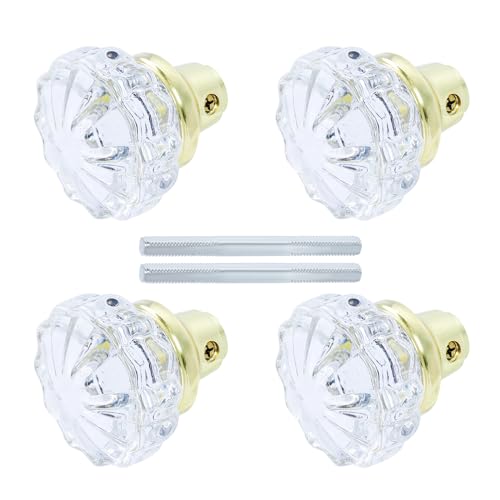 AKRILANE Mortise Glass Door Knobs Antique Crystal Vintage Style Knob Set with Spindle Antique Doorknobs for Interior Doors - Akrilane