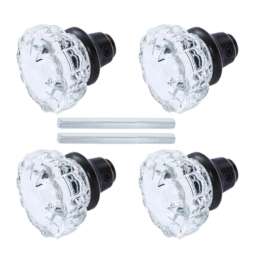 AKRILANE Mortise Glass Door Knobs Antique Crystal Vintage Style Knob Set with Spindle Antique Doorknobs for Interior Doors