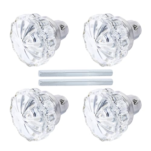 AKRILANE Mortise Glass Door Knobs Antique Crystal Vintage Style Knob Set with Spindle Antique Doorknobs for Interior Doors