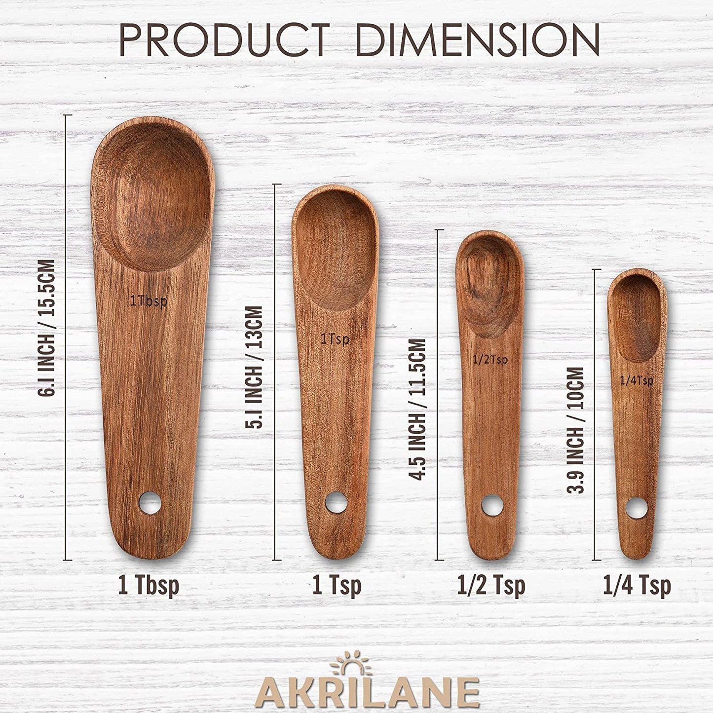 Wooden Measuring Spoons | Measuring Spoon Set | Akrilane