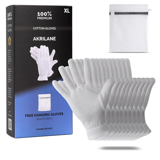 White Cotton Gloves | Extra Large Cotton Gloves | Akrilane