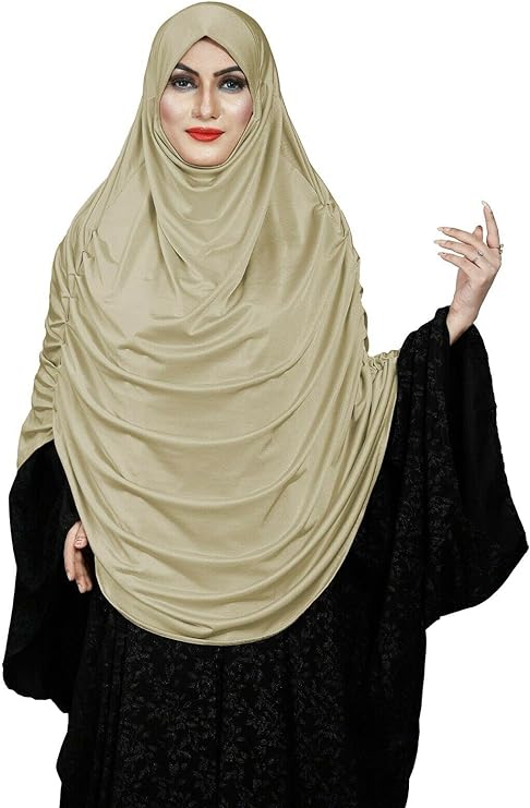 AKRILANE Niqab for Women | Face Covering Hijab | Satin Lycra Plain Stretchable Overhead Scarf Hijab Burka Niqab w/Frills