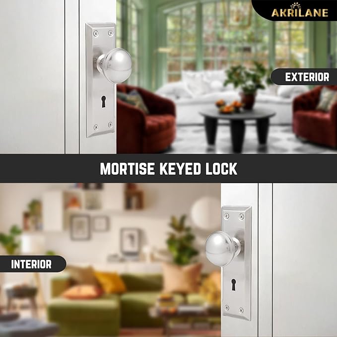 Mortise keyed Lock Set for interior and exterior use