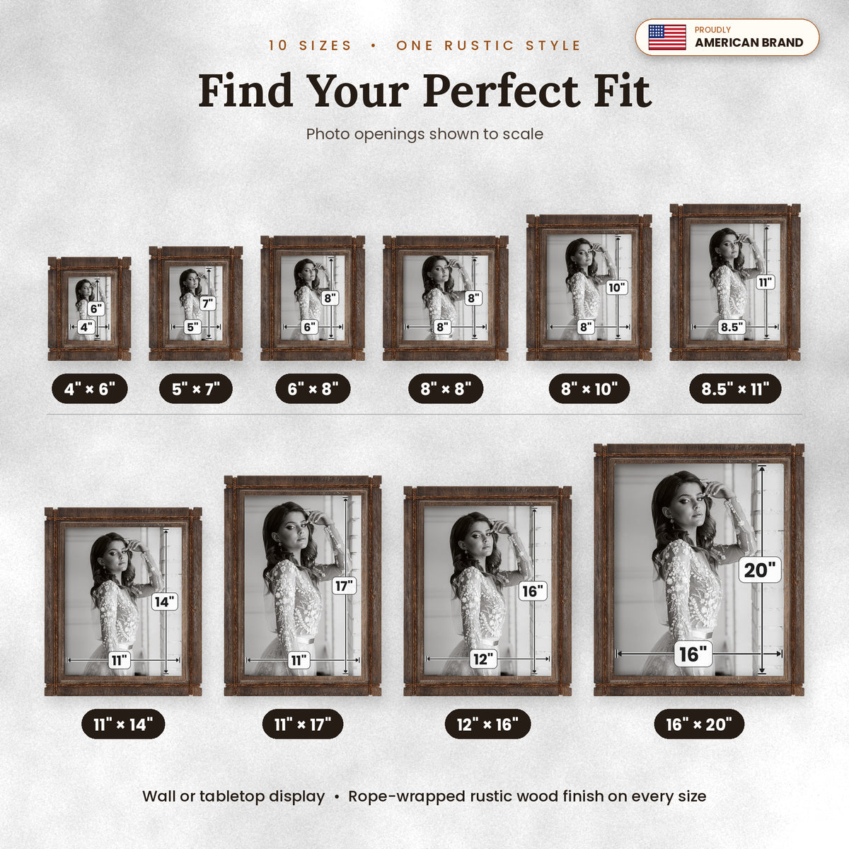 Picture Frame Wood Rustic, Decorative, Distressed & Vintage Looking Photo Frames Wall Decor for Wall Mount & Table Top Display for Home Decor – Wedding Picture Frames - Style A