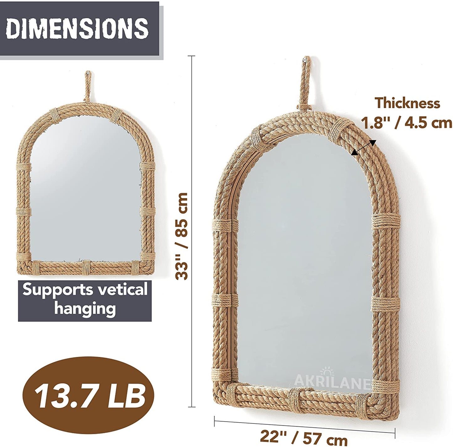 Nautical Rope Mirror | Wall Mounted Mirror | Akrilane