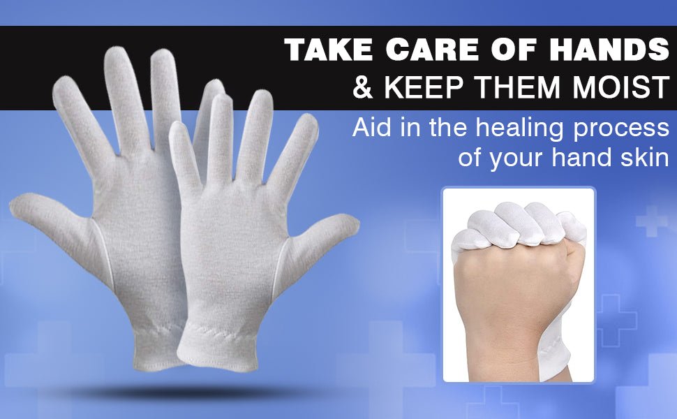 Akrilane - Cotton Gloves for Dry Hands, Moisturizing Gloves Overnight, Eczema Treatment, Skin Spa Therapy, Cosmetic Jewelry Inspection Premium Quality - One Size Fits All - Akrilane