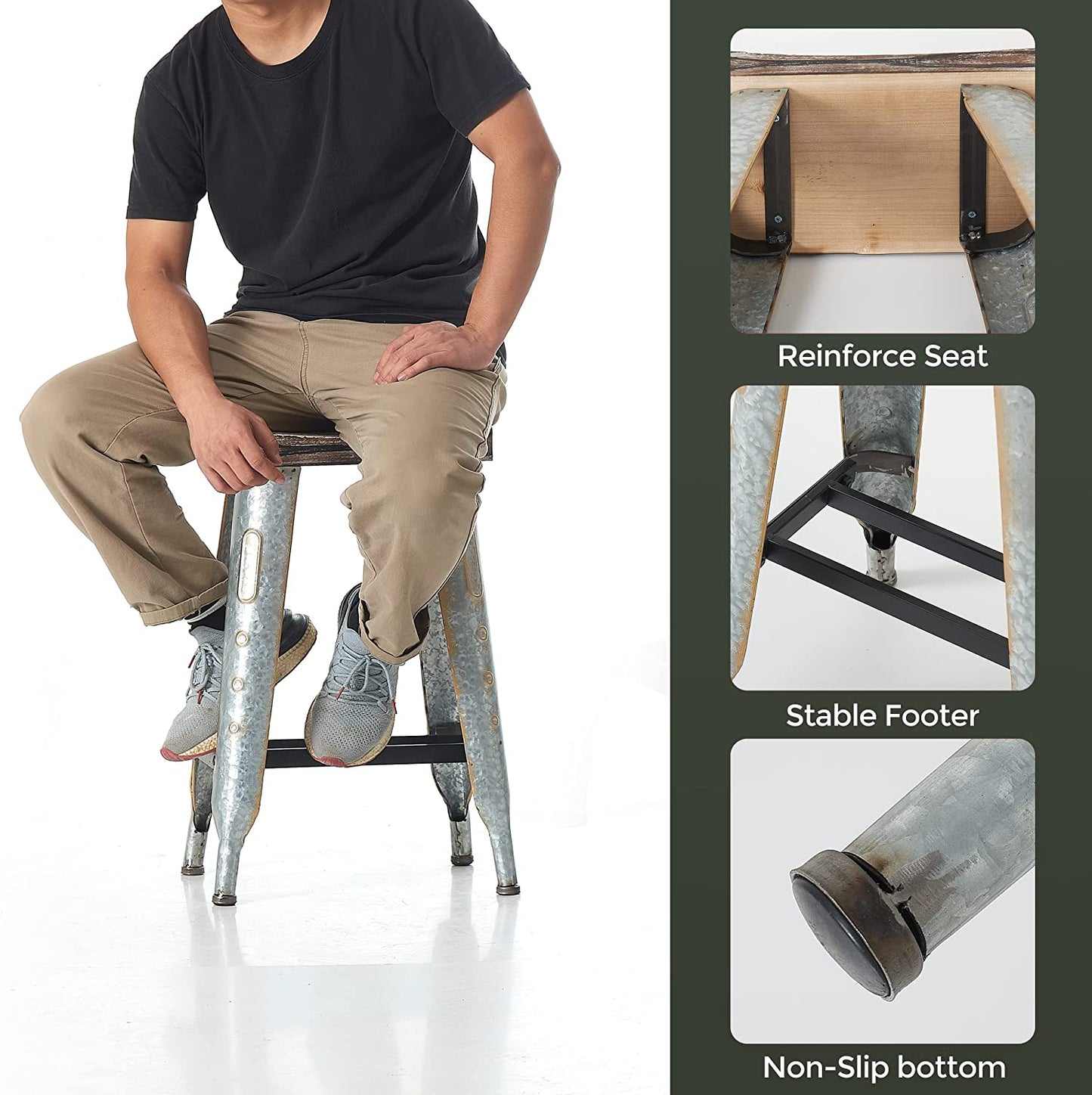 Counter Height Stools | Rustic Wood Stool | Akrilane