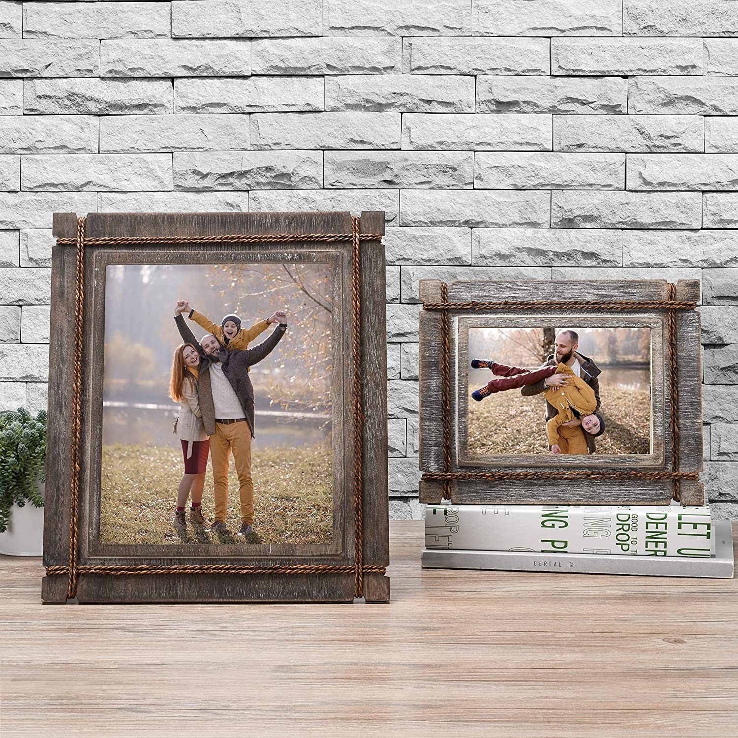 AKRILANE Wooden Picture Stylish Frame - Vintage and Rusty Look Style Photo Frame for Wall Mount & Wall Handing - Table Top Stand Display for Home Décor Wall Display - Style A - Akrilane